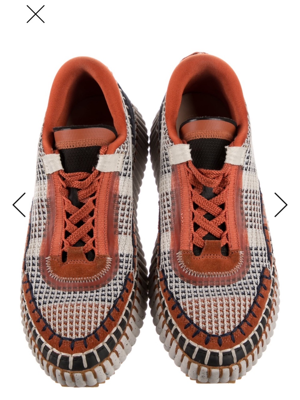 Chloe Nama Women's Rust, Cream & Black Low-Top Woven Sneaker Size 11